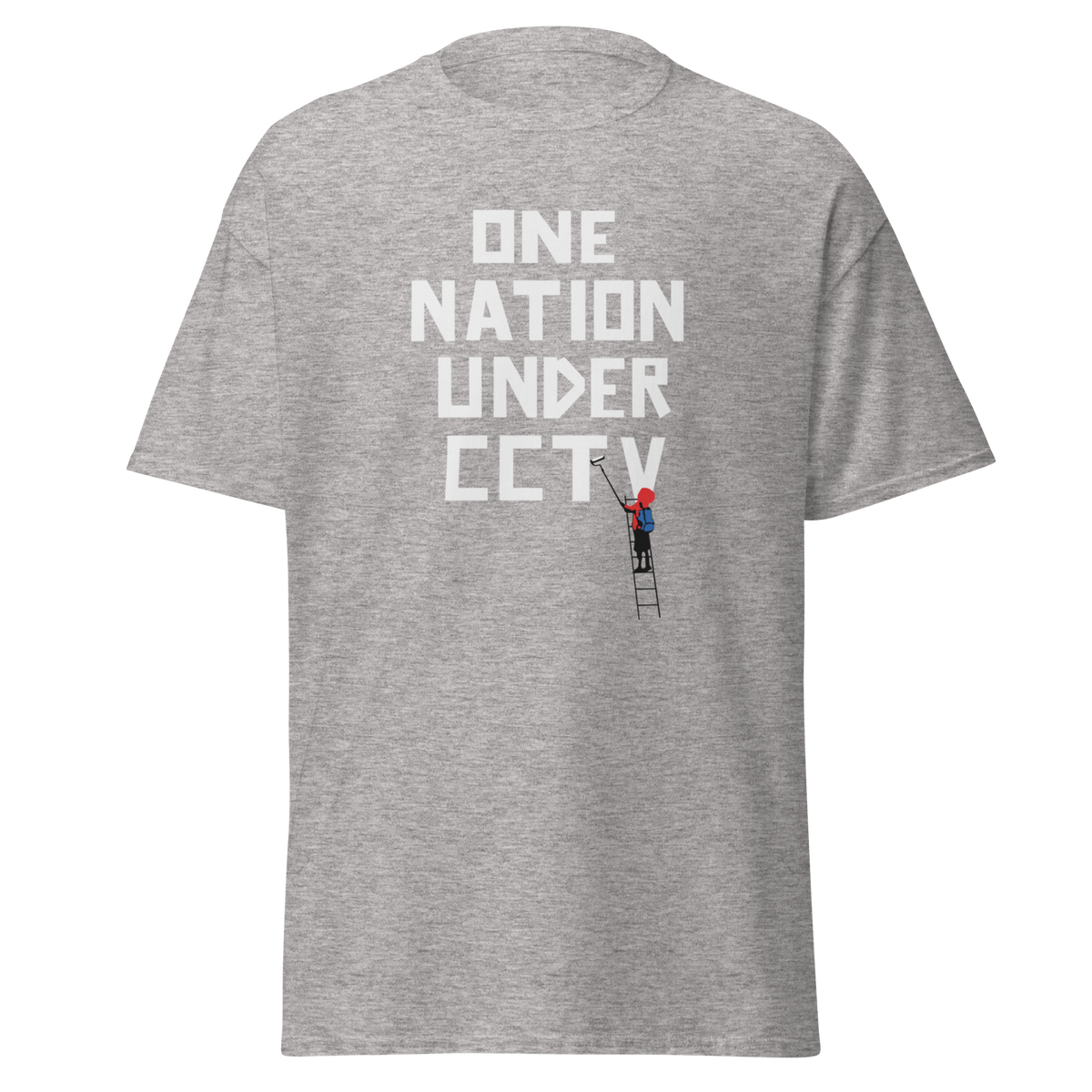 Banksy One Nation Under CCTV T Shirts - Sport Grey