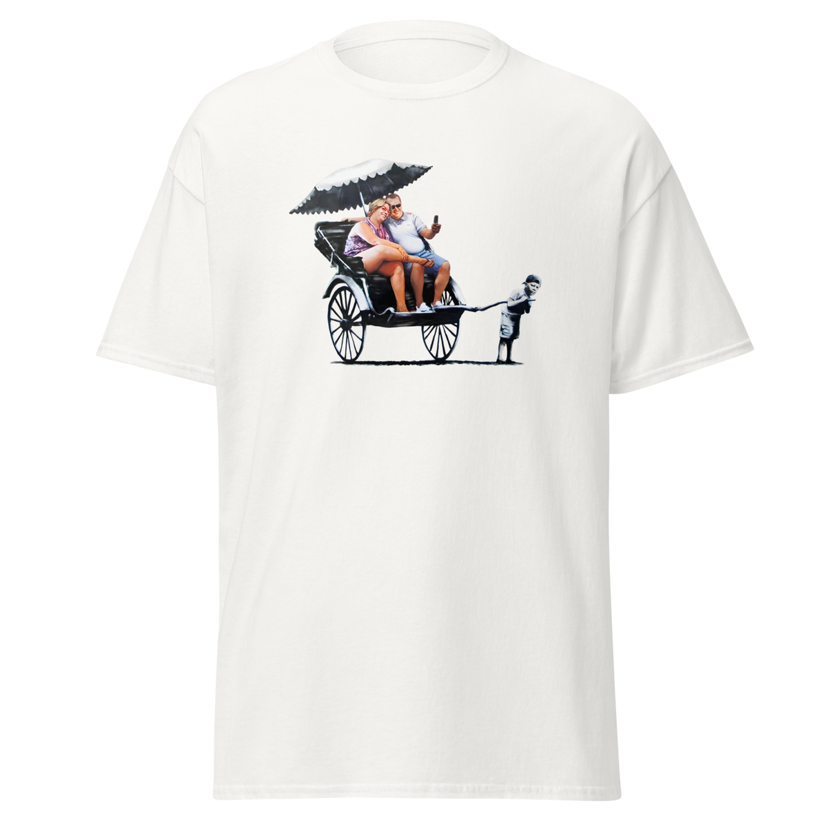 Banksy Rickshaw Kid - White