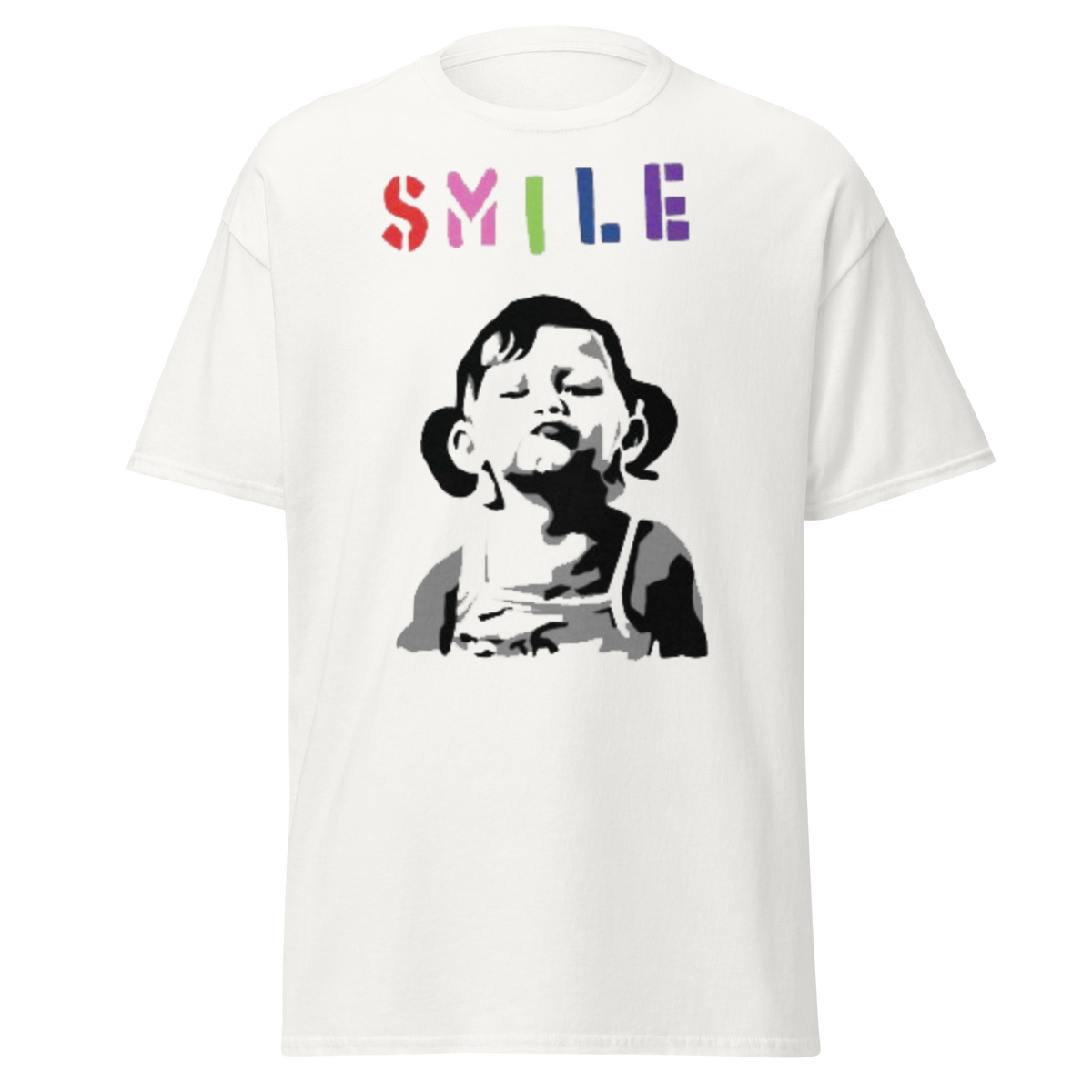 Banksy Smile Girl T Shirt - White