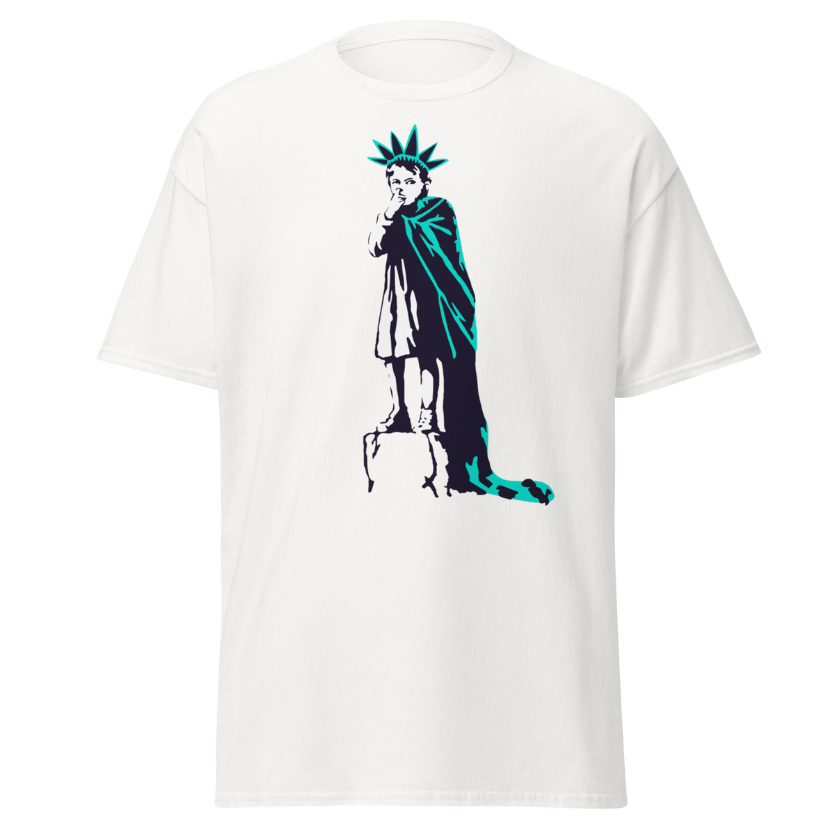 Banksy Statue Of Liberty - White