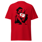 Banksy T Shirt Girl Hugging TV - Red