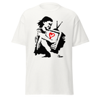 Banksy T Shirt Girl Hugging TV - White