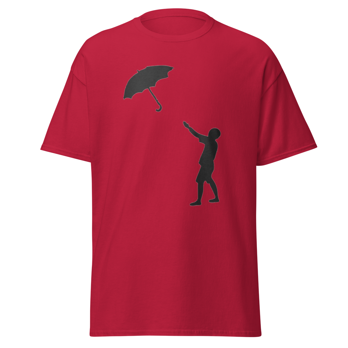 Banksy Umbrella Boy T Shirt - Cardinal Red