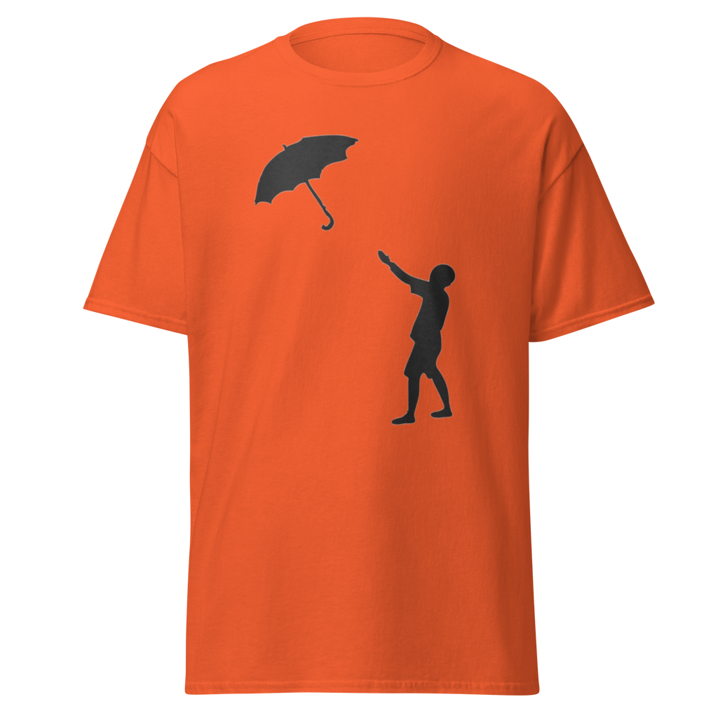 Banksy Umbrella Boy T Shirt - Orange
