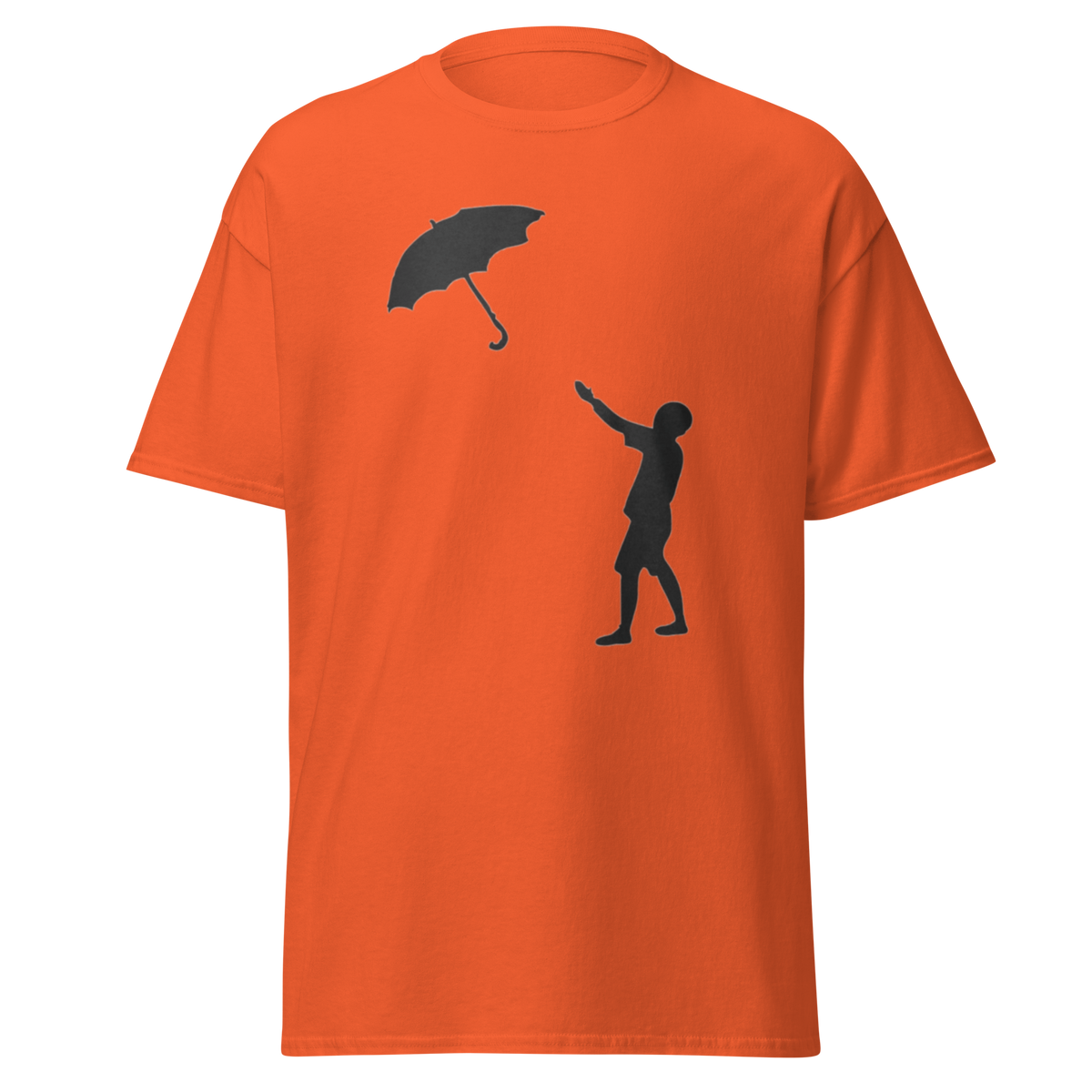 Banksy Umbrella Boy T Shirt - Orange
