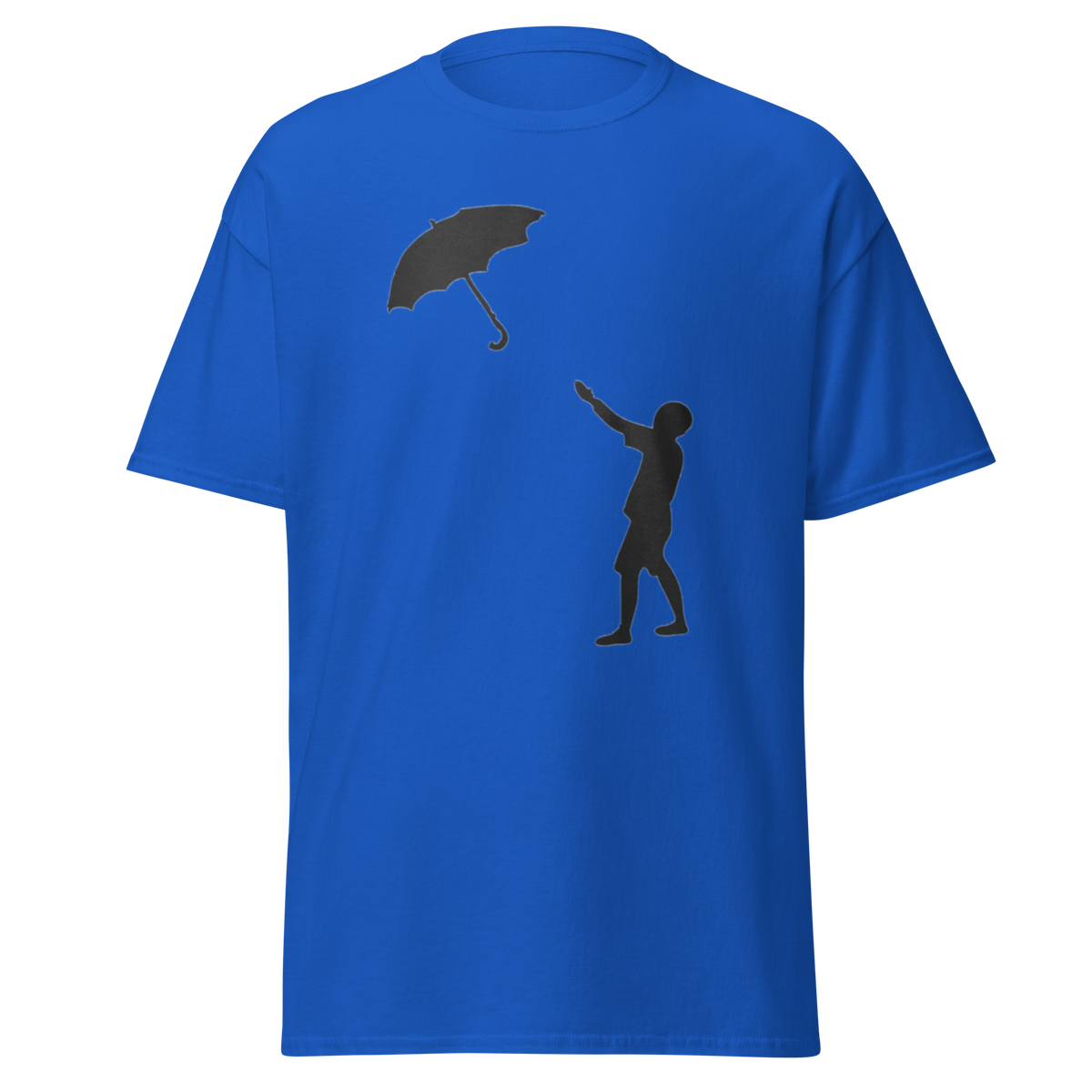 Banksy Umbrella Boy T Shirt - Royal Blue