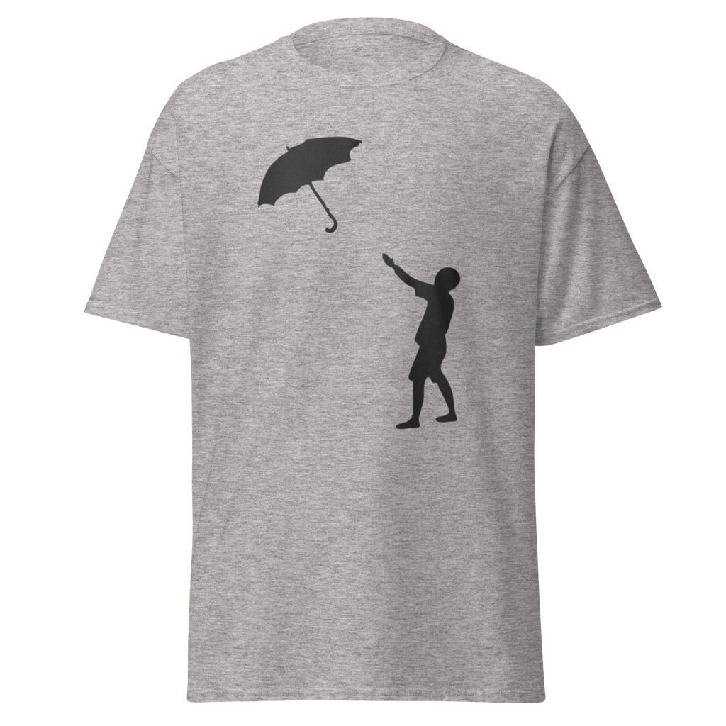 Banksy Umbrella Boy T Shirt - Sport Grey