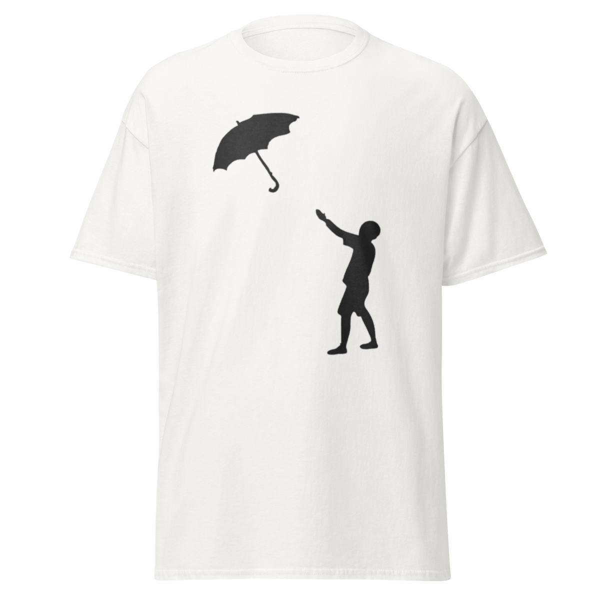 Banksy Umbrella Boy T Shirt - White