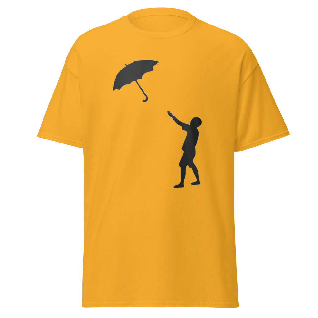 Banksy Umbrella Boy T Shirt - Yellow