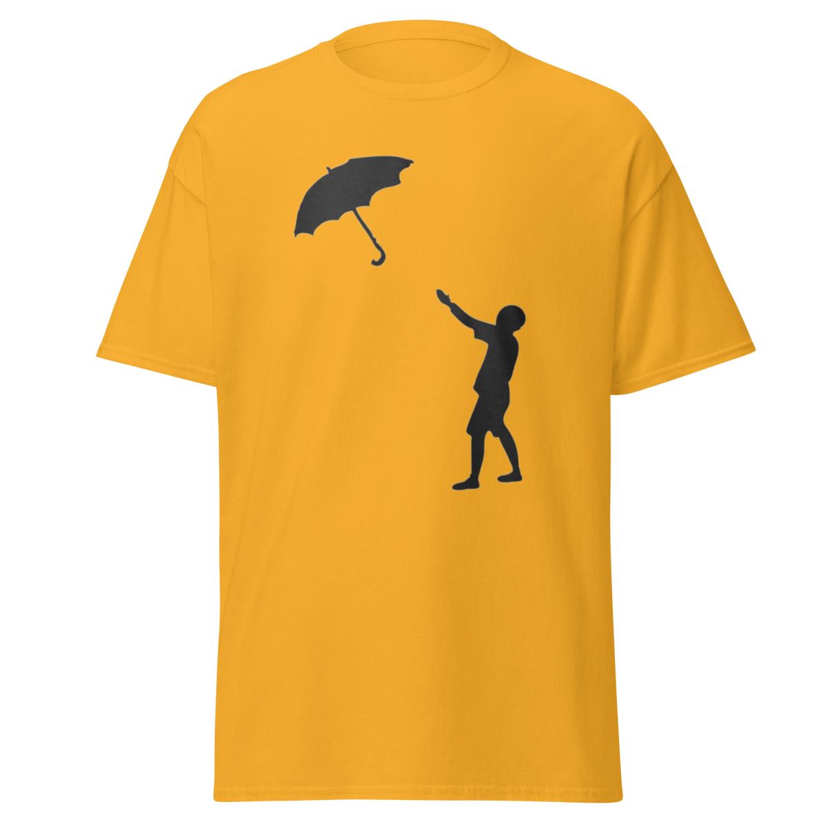 Banksy Umbrella Boy T Shirt - Yellow