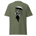 Banksy Umbrella Girl T Shirt - Military Green