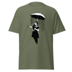 Banksy Umbrella Girl T Shirt - Military Green