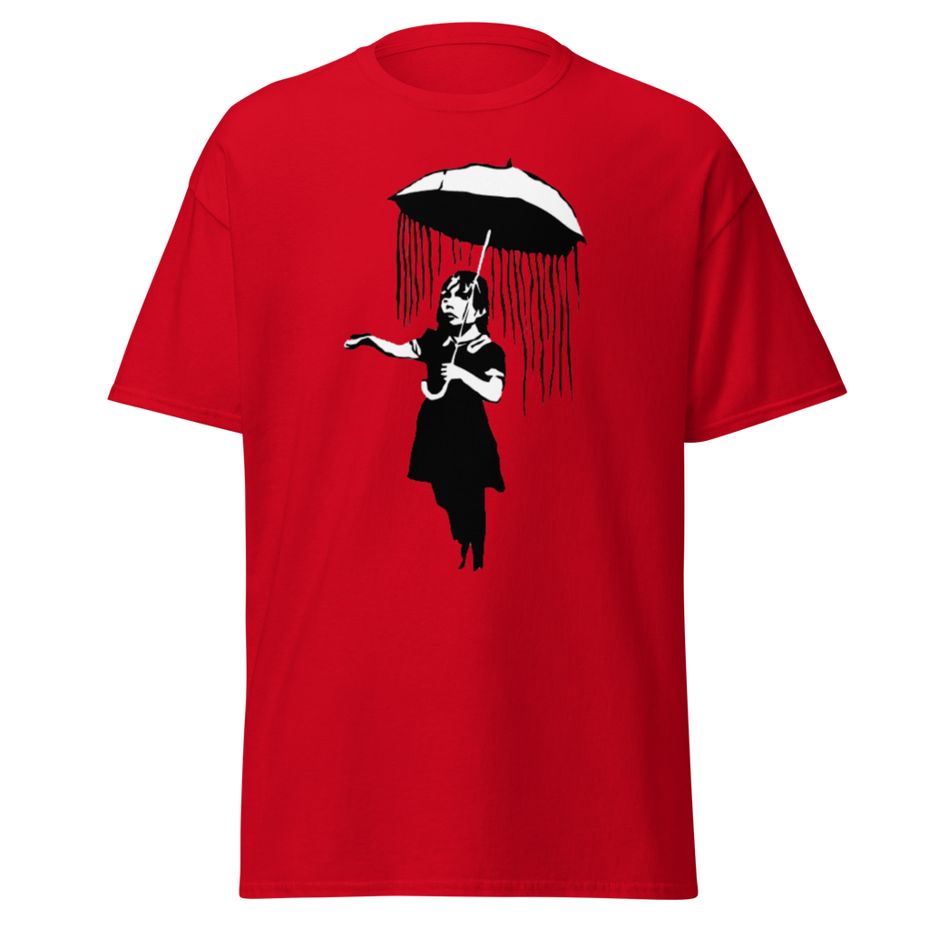 Banksy Umbrella Girl T Shirt - Red