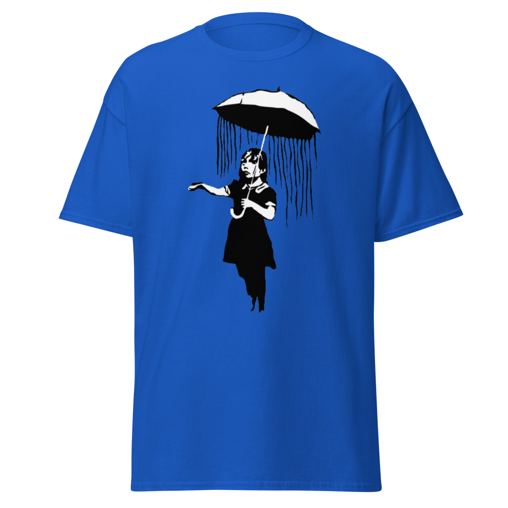 Banksy Umbrella Girl T Shirt - Royal Blue