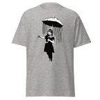 Banksy Umbrella Girl T Shirt - Sport Grey