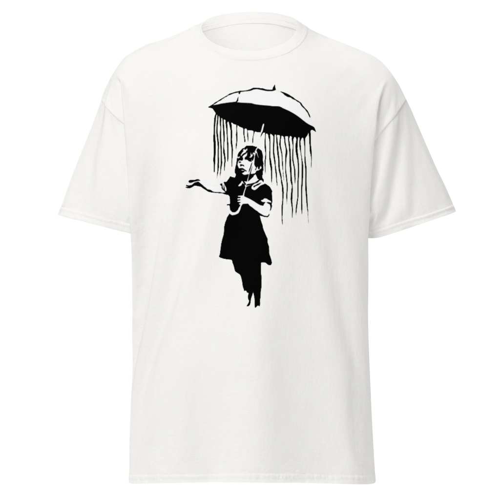 Banksy Umbrella Girl T Shirt - White