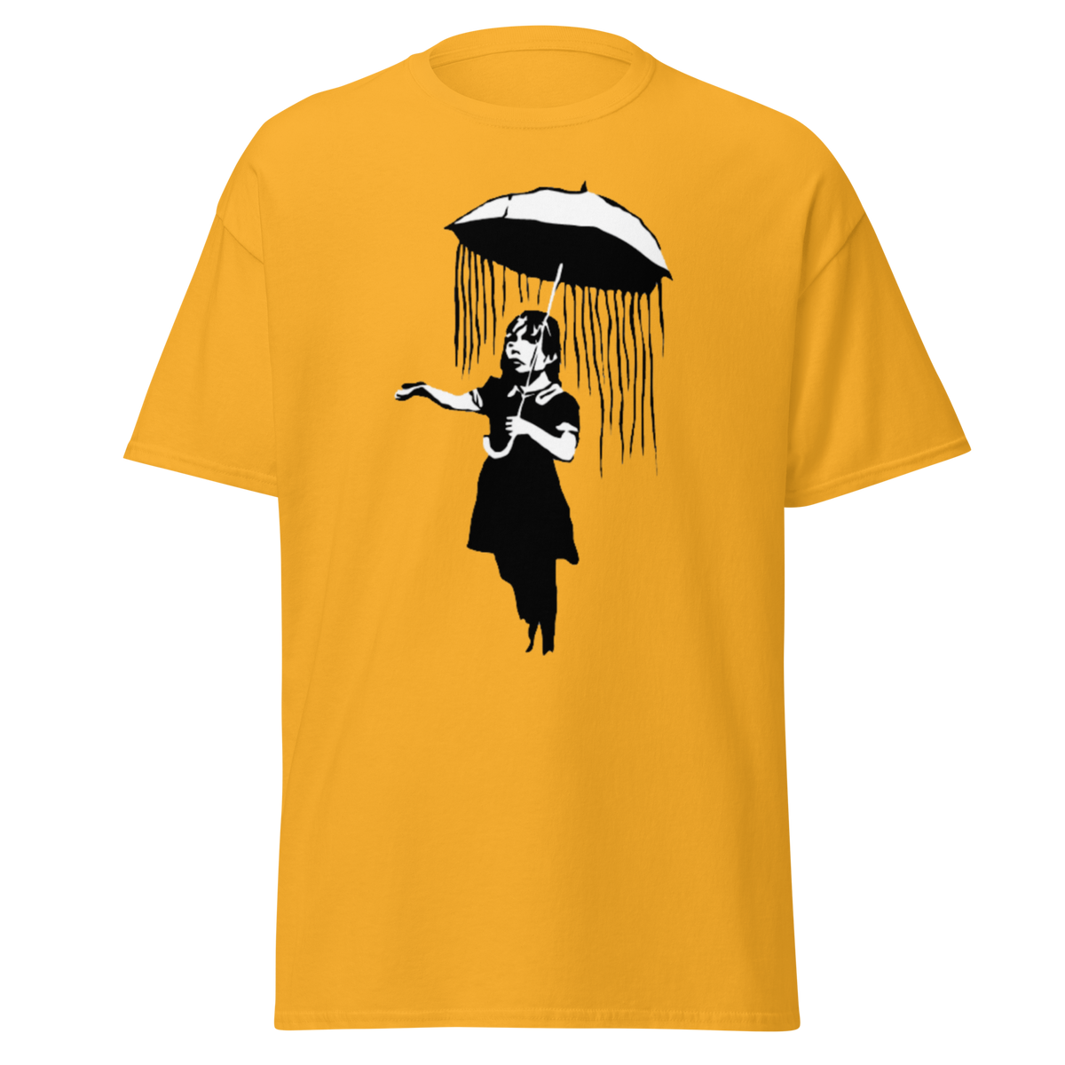 Banksy Umbrella Girl T Shirt - Yellow