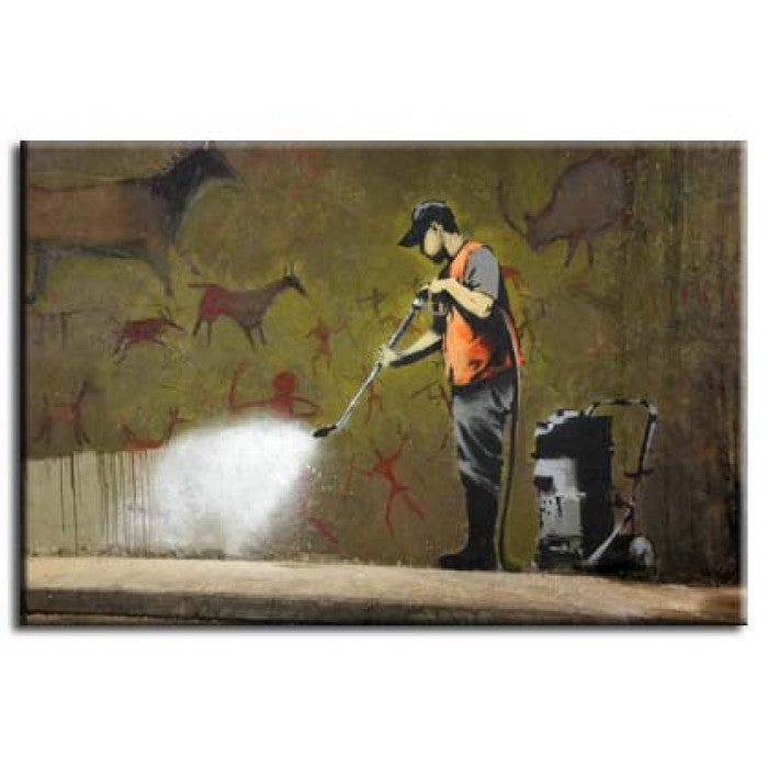 Banksy Canvas Print - Graffiti Cleaner