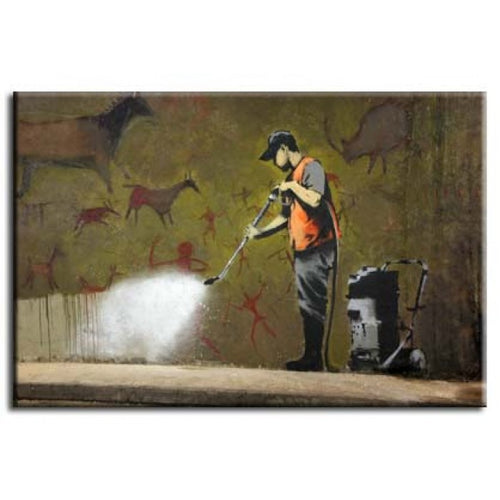 Banksy Canvas Print - Graffiti Cleaner