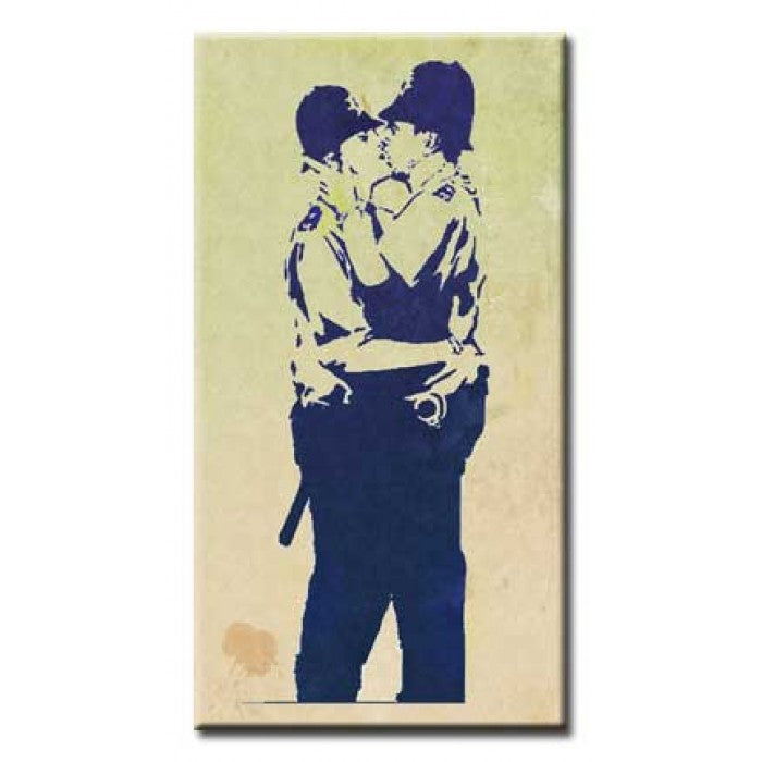 Banksy Canvas Print - Kissing Coppers Men