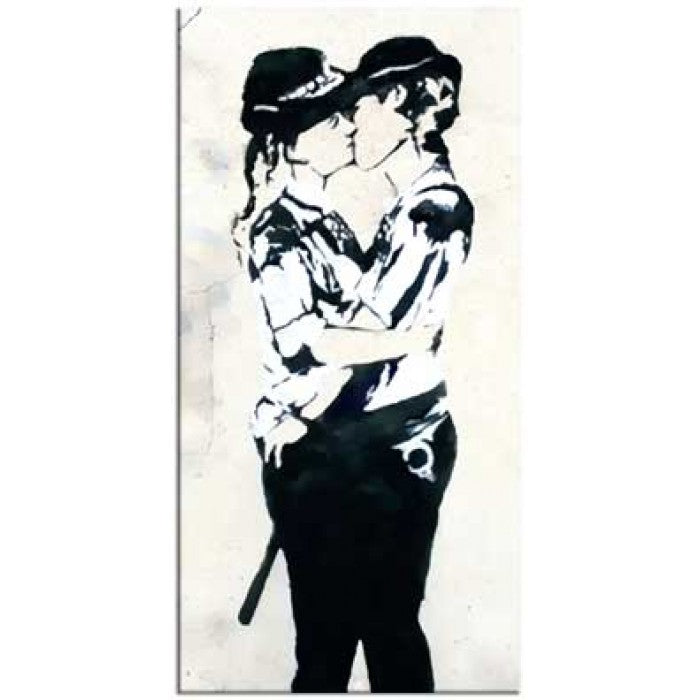 Banksy Canvas Print - Kissing Coppers Women