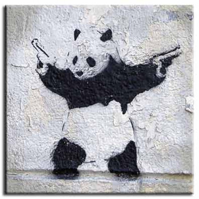 Banksy Canvas Print - Panda Wall
