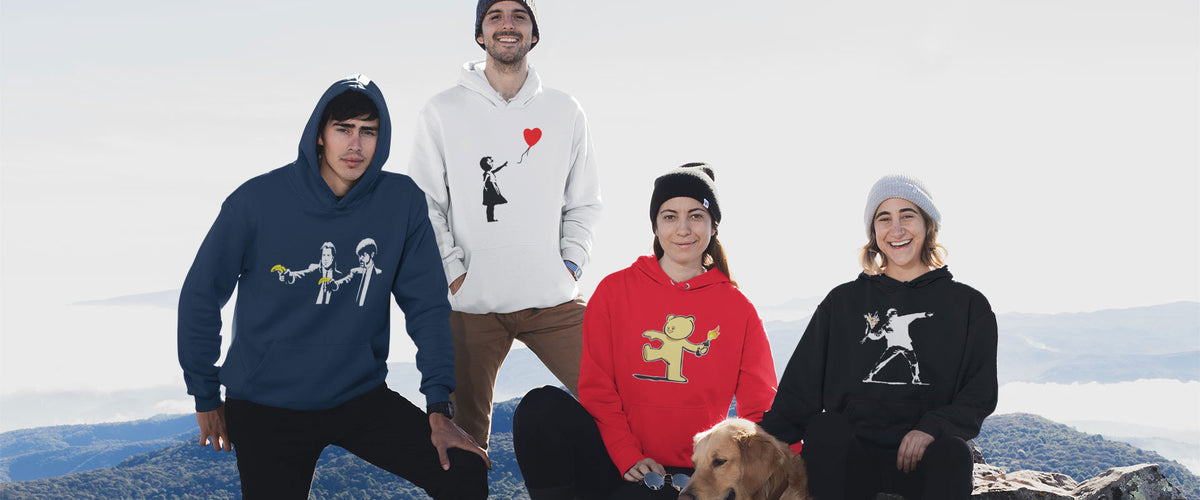 Banksy hoodies lifestyle banner