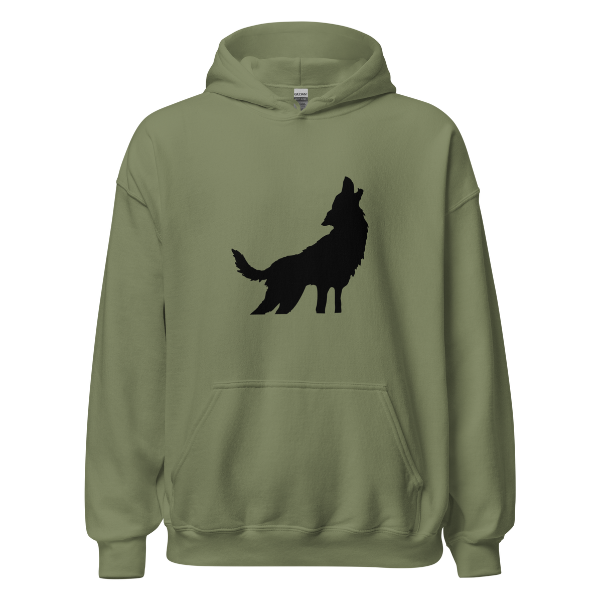 Howling Wolf Hoodie - Military Green