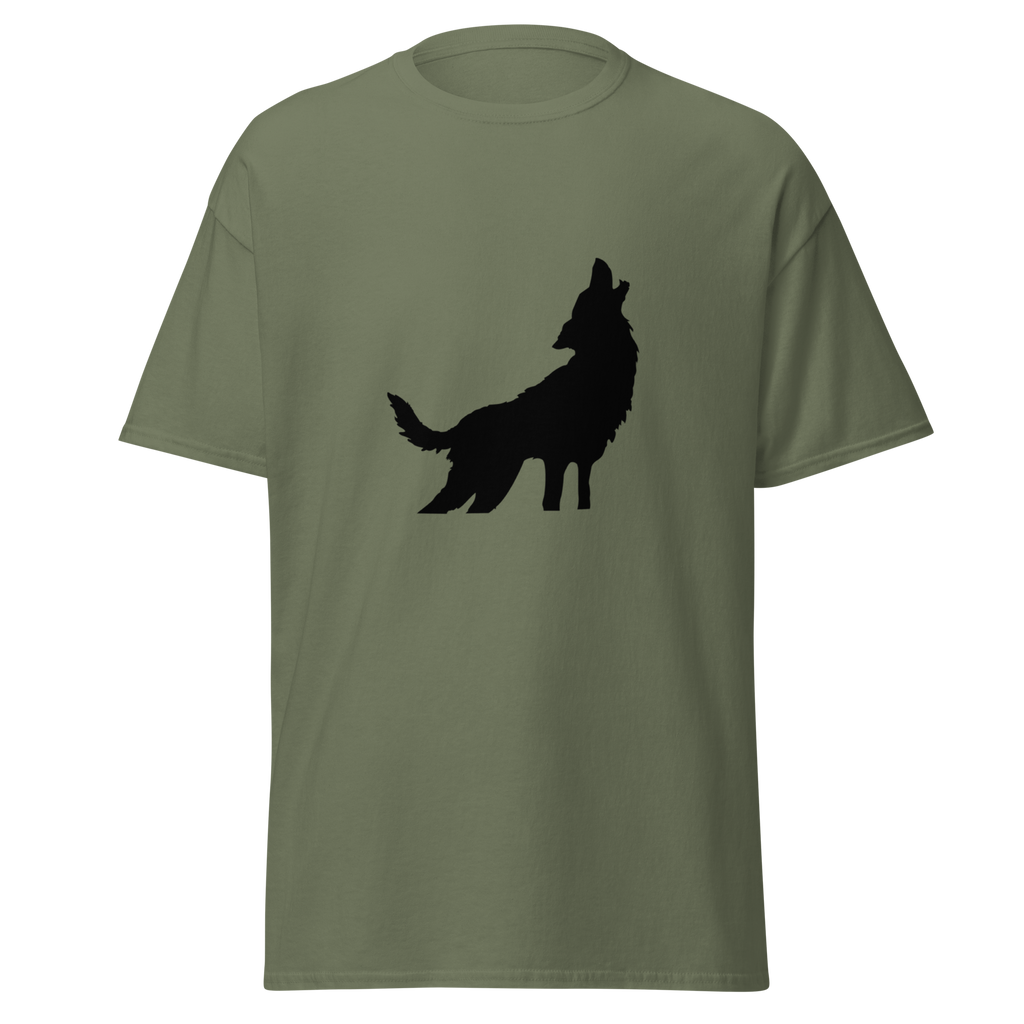 Howling Wolf T Shirt - Military Green