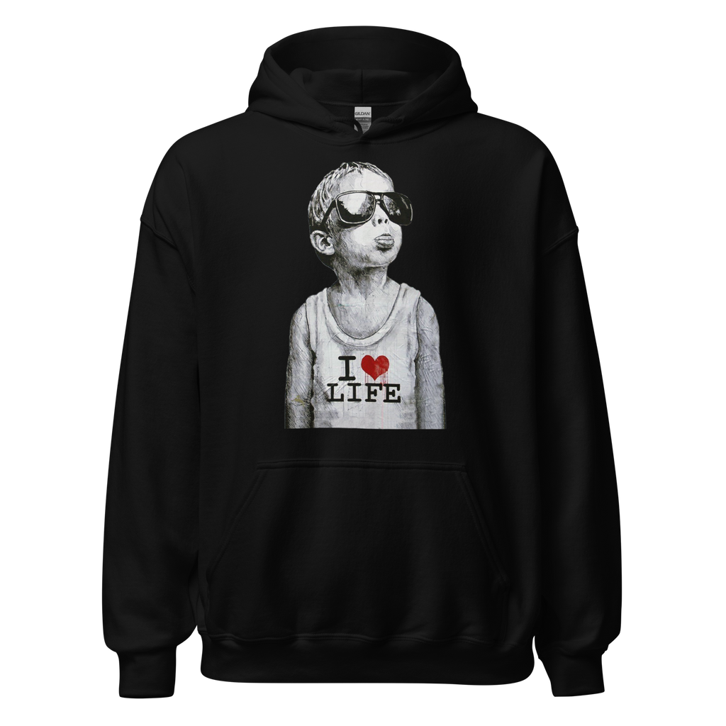 I Love Life Boy Hoodie - Black