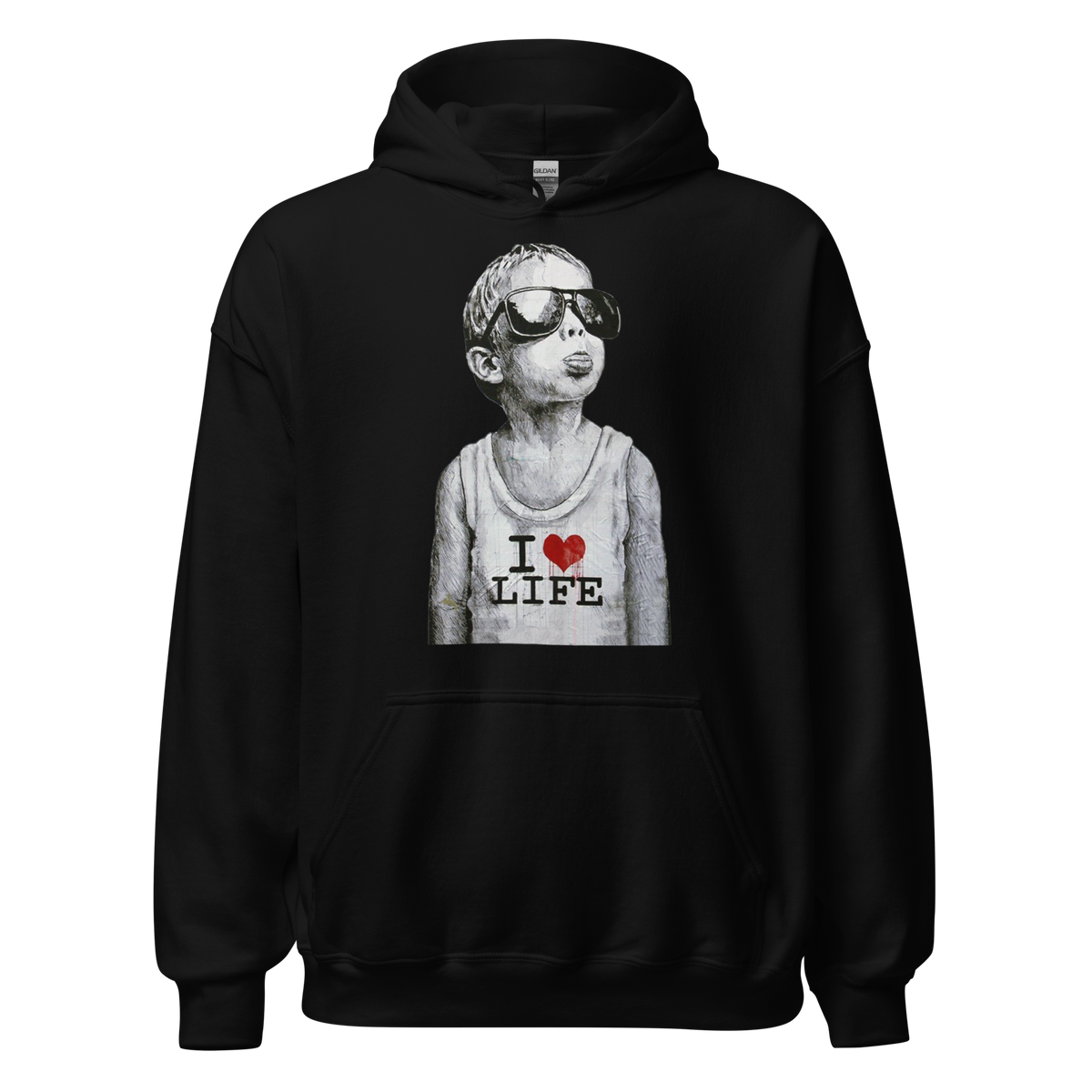 I Love Life Boy Hoodie - Black
