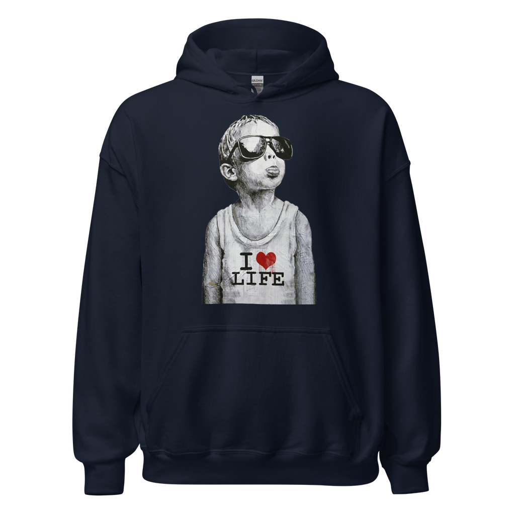I Love Life Boy Hoodie - Navy Blue