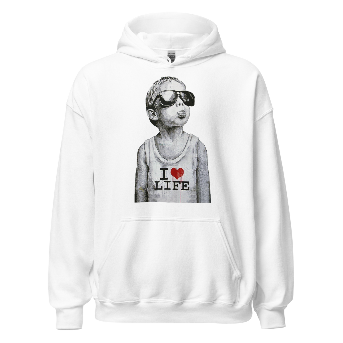 I Love Life Boy Hoodie - White