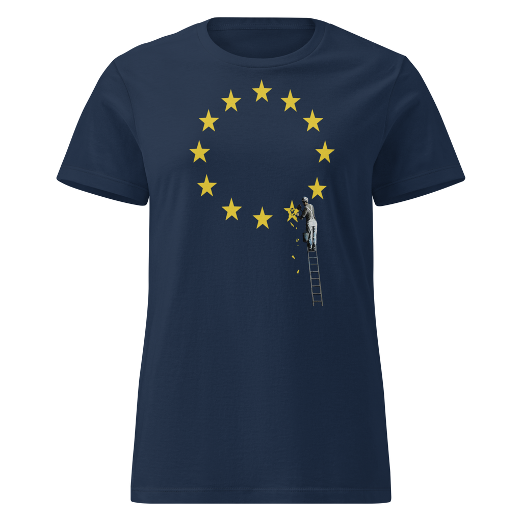 Ladies Brexit EU Flag T Shirt - Navy Blue