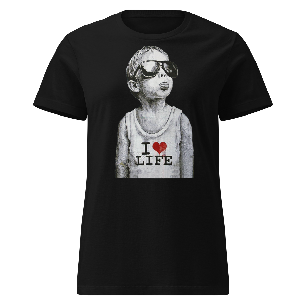 Ladies I love life boy T - Shirt - Black