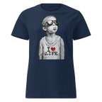 Ladies I love life boy T - Shirt - Navy Blue