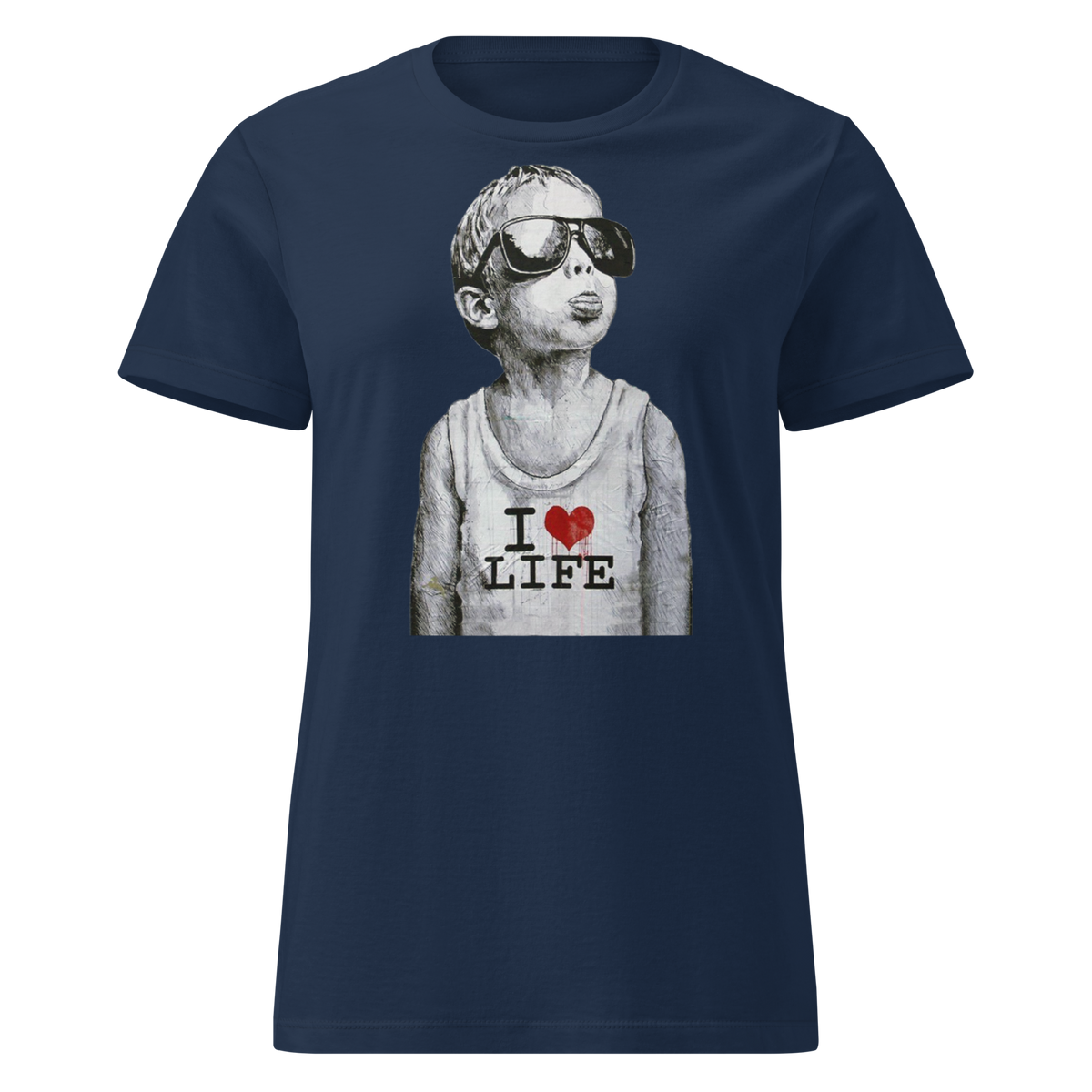 Ladies I love life boy T - Shirt - Navy Blue