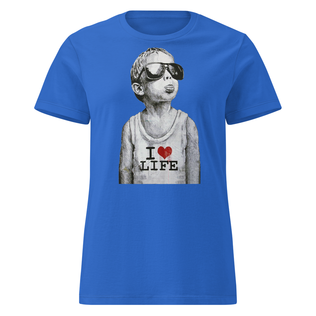Ladies I love life boy T - Shirt - Royal Blue