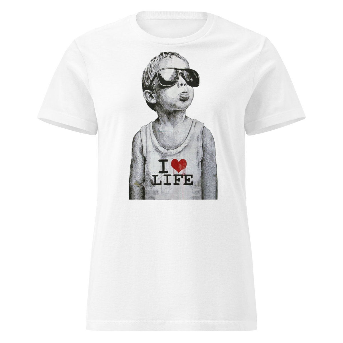 Ladies I love life boy T - Shirt - White