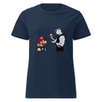 Ladies Mario and Policeman T Shirt - Navy Blue