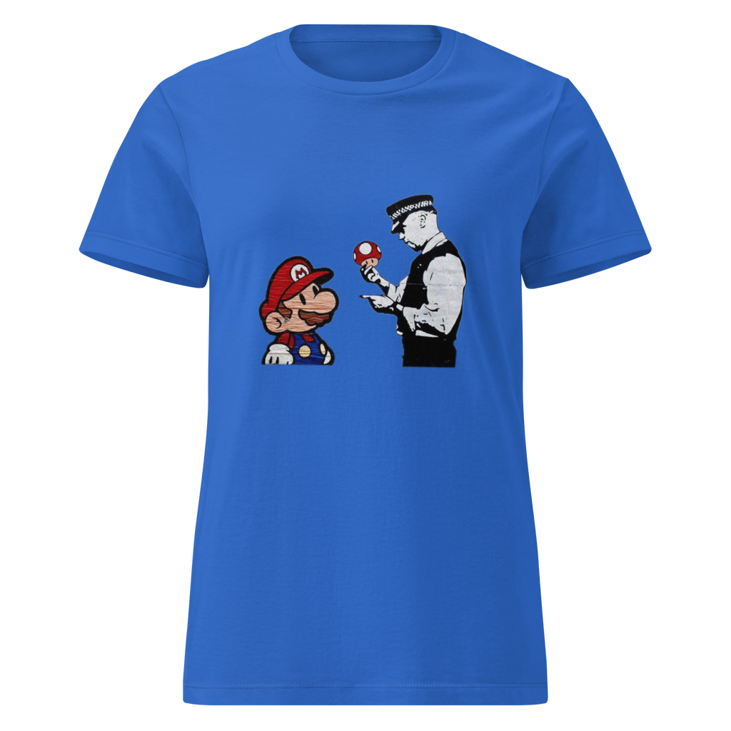 Ladies Mario and Policeman T Shirt - Royal Blue