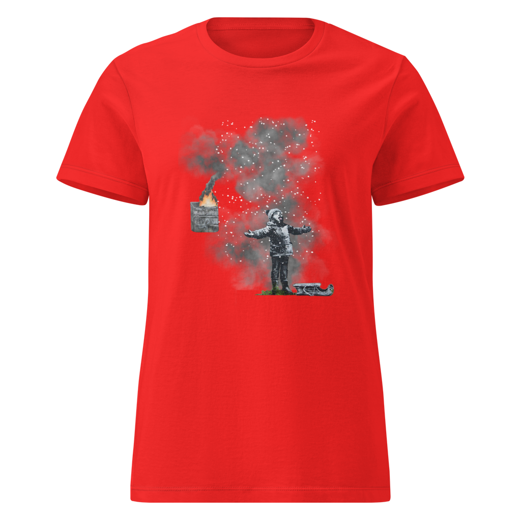 Ladies Port Talbot Seasons Greetings T Shirt - Red