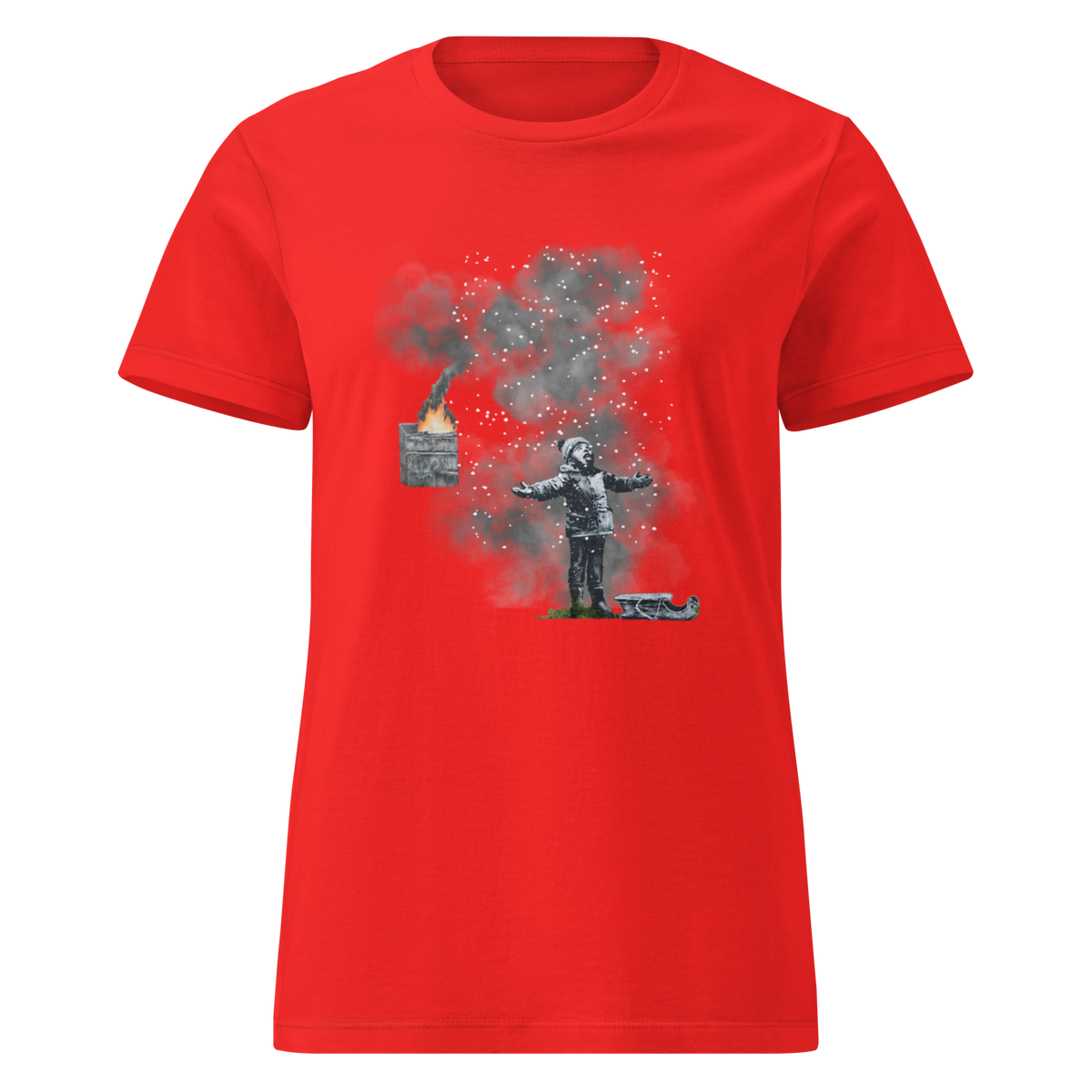 Ladies Port Talbot Seasons Greetings T Shirt - Red