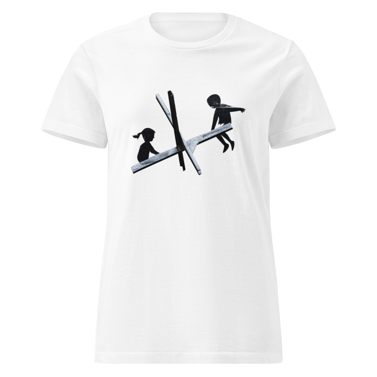 Ladies See Saw of War t shirt - White
