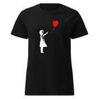 Ladies White Balloon Girl T - Shirt - Black