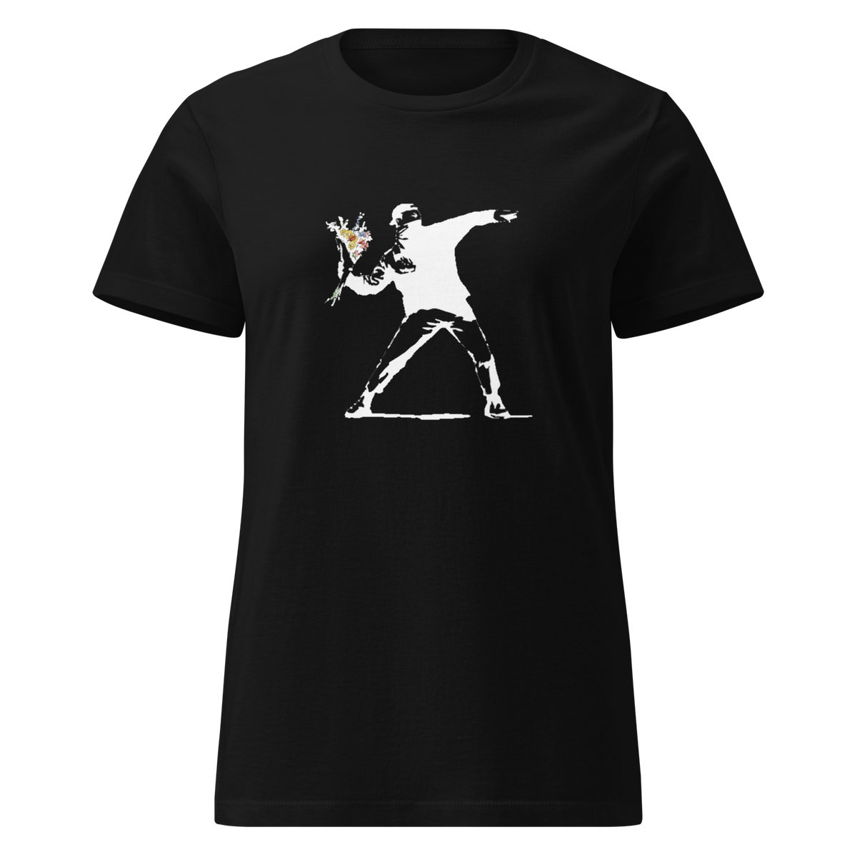 Ladies White Flower Thrower T - Shirt - Black