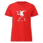 Ladies White Flower Thrower T - Shirt - Red