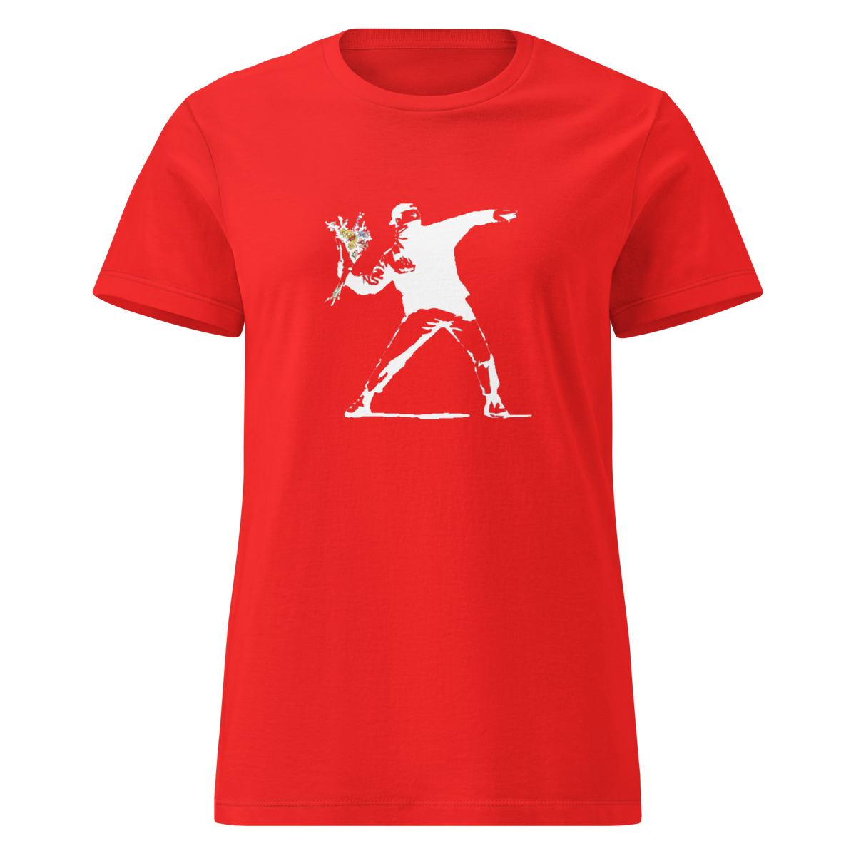Ladies White Flower Thrower T - Shirt - Red