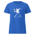 Ladies White Flower Thrower T - Shirt - Royal Blue