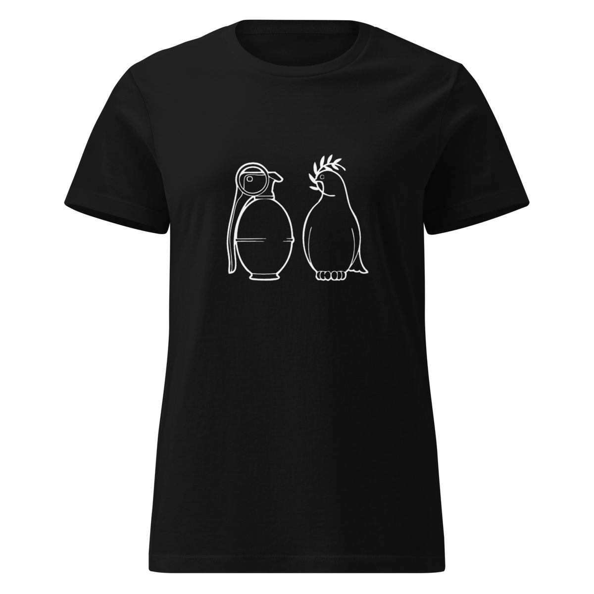 Ladies White War and Peace T - Shirt - Black